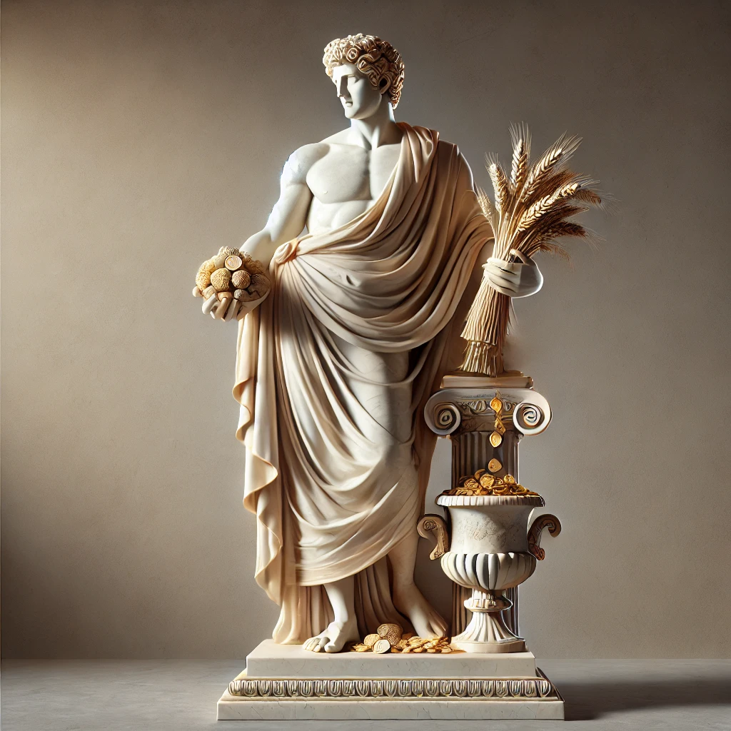 Marble statue of Plutus, the Greek god of wealth